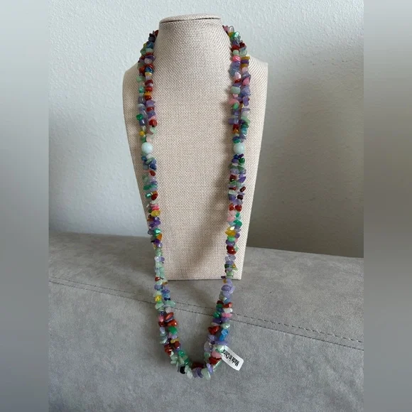 32" Multicolor Jade Chip Necklace by Jade of Yesteryear - Picture 3 of 11